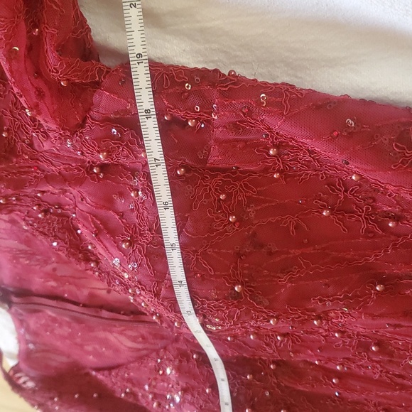 Lucci Lu Formal Elegant Burgandy Embellished Lace Maxi Sz. 10 Event Gown NWT - Picture 14 of 16